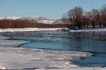 Winter view of Kamchatka volcanoes full of snow. Kamchatka peninsulaの写真素材