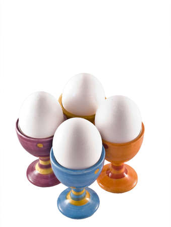  eggs in eggcupsの写真素材