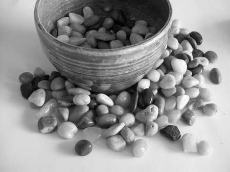 Pebbles in a bowlの写真素材