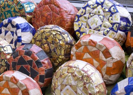traditional leather cushions, these ones from egyptの写真素材