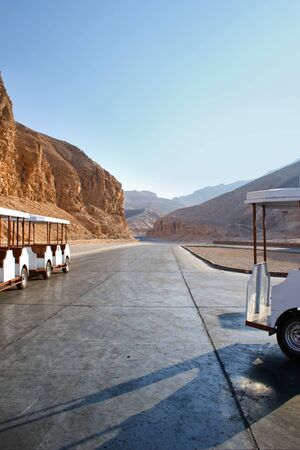 trolleybus at valley of the Kings, egyptの写真素材