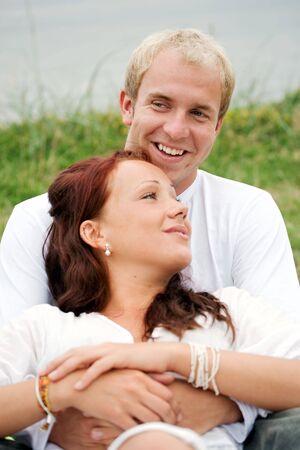 young cute couple on romantic dateの写真素材