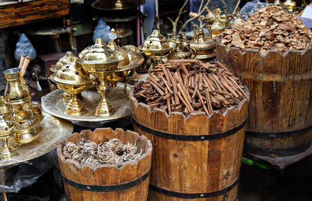 Detail of things for sale in an egyptian marketstallの写真素材
