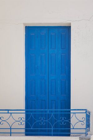 Image of a wooden blue door. Lerapetra Crete.の写真素材