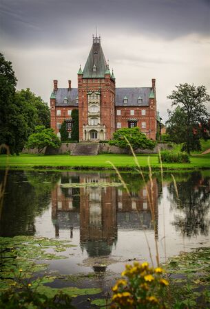 Image of the historic castle of Trollenas,with its public park.のeditorial素材