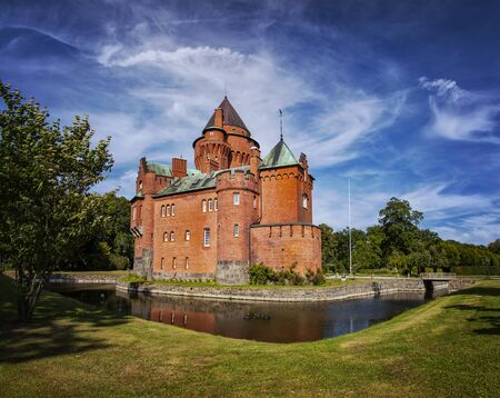 Image of the castle of Hjularod in Sweden, built in a french medieval romance style.のeditorial素材