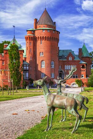Image of the castle of Hjularod in Sweden, built in a french medieval romance style.のeditorial素材