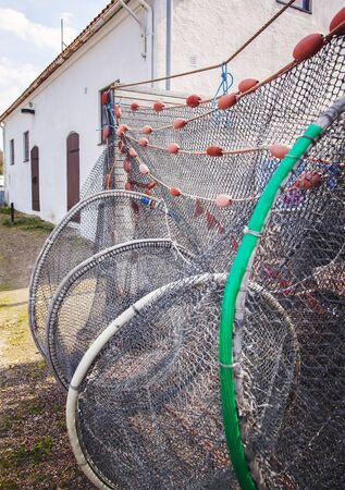Image of a large woven fishing net.の写真素材