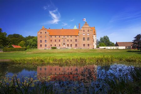 Image of the swedish castle of Skarhult, with it's extensive public gardens.のeditorial素材