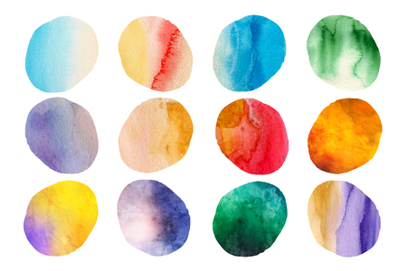 Collection of watercolour blobs in various colours.の写真素材