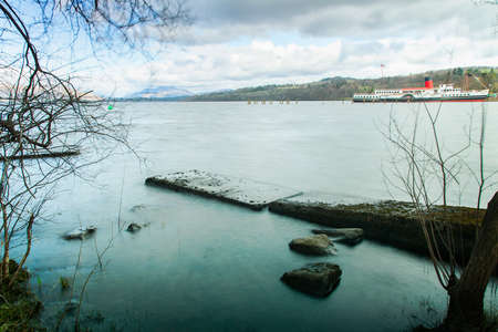 Image of Loch Lomond, Scotland, on an early spring day.の写真素材