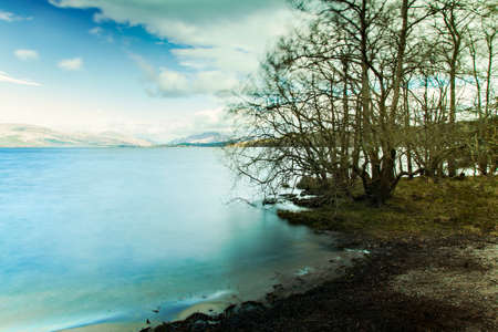 Image of a lake landscape from Loch Lomond, Scotland.の写真素材