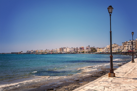 Image of the Lerapetra beach promenade. Crete, Greece.の写真素材