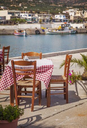 Image of a seaside restaurant in Crete.の写真素材