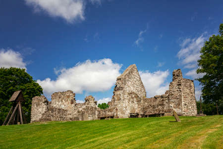 Image of the early medieval church ruin of Rya, Orkelljunga. Skane, Sweden.の写真素材