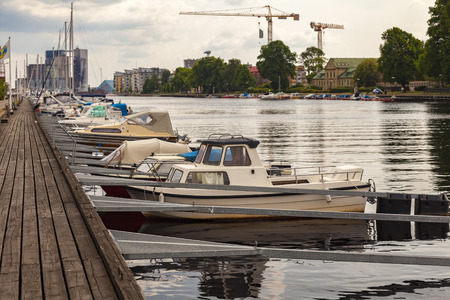 Image of a marina for small boats. Halmstad, Sweden.の写真素材