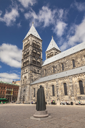 LUND, SWEDEN - AUGUST 15, 2016. The medieval catheral in the center of Lund.のeditorial素材