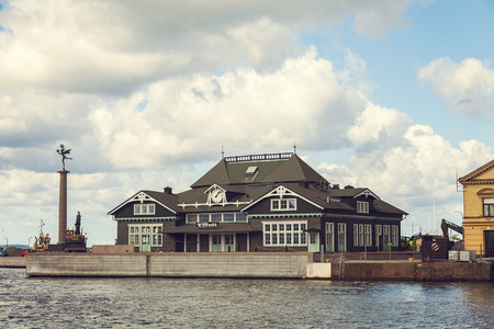 HELSINGBORG, SWEDEN - AUGUST 11, 2016: The old station house for steam engine trains, now a nightclub.のeditorial素材