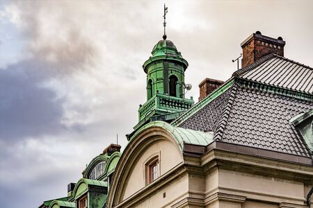 Image of old building with traditional copper roof.の写真素材