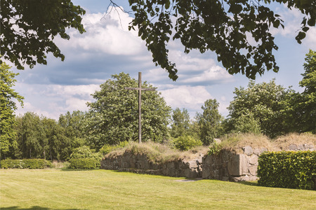 Image of Ovraby church ruin outside Halmstad, Sweden.の写真素材