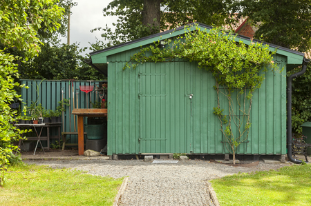 Image of a green garden shed. の写真素材