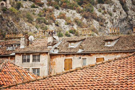 Historic architecture in Kotor, Montenegro.の写真素材