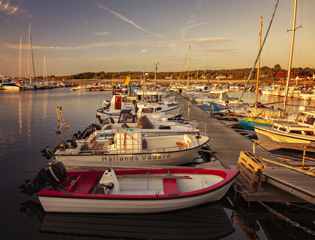 TOREKOV, SWEDEN: AUGUST 2; 2018. Boats in the harbour of a fishing village.のeditorial素材
