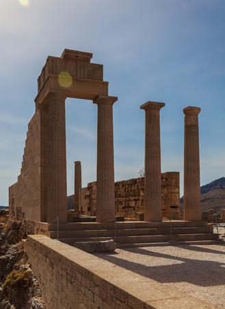Temple of Athena in Lindos. Rhodes, Greece.の写真素材