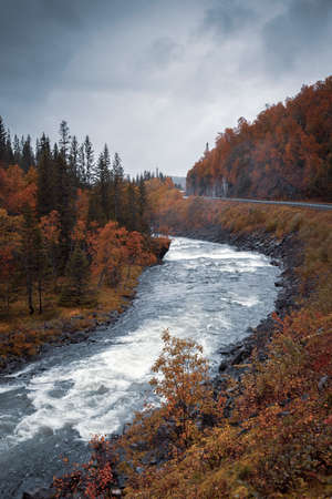 Autumn landscape from Tydal mountain area of Norway.の写真素材