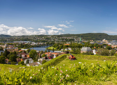 View of the city of Trondheim, Norway.の写真素材