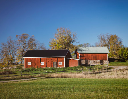 Traditional farmstead in Ostergotland, Sweden.の写真素材