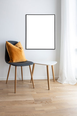 Bright modern interior with mock up frame.の写真素材