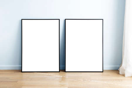 Modern neutral room with mock up frames.の写真素材