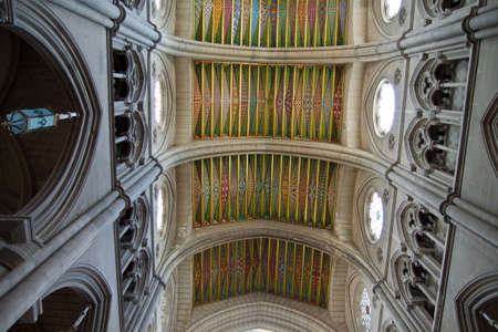 Neo-gothic interior of Santa Maria la Real de La Almudena, Madrid Spain 2010のeditorial素材