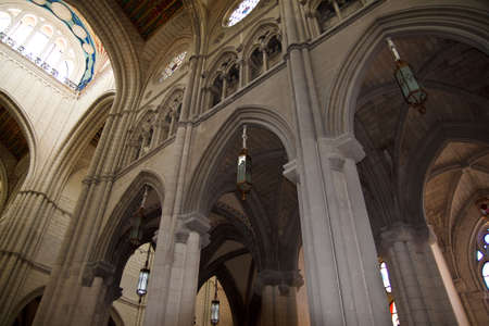 Neo-gothic interior of Santa Maria la Real de La Almudena, Madrid Spain 2010のeditorial素材