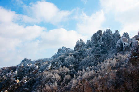 The top of the mountain rimeの写真素材