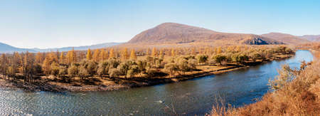 river in the autumnの写真素材