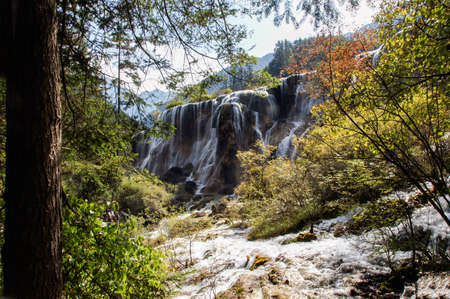 Waterfall in Jiuzhaigou, Sichuan, Chinaの写真素材