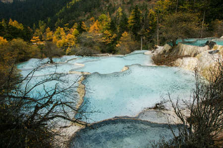 China Huanglong calcification pool of sichuanの写真素材
