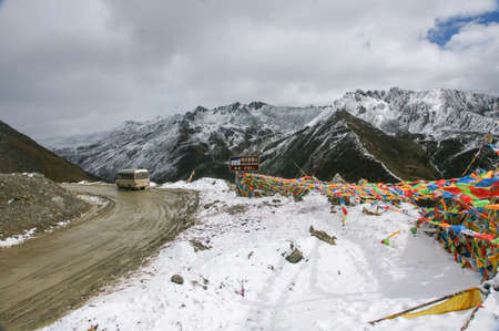 Snow-capped mountains in Sichuan, Chinaの写真素材