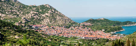 Laoshan, Qingdao China fishing village Panoramaの写真素材