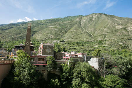 Sichuan province Chinese Tibetan Villageのeditorial素材