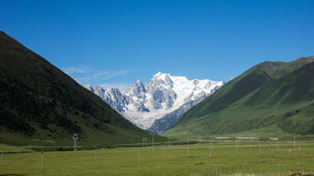 The scenery on the highway in sichuan in chinaの写真素材