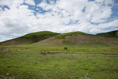 Scenery on the highway in Tibet, Chinaの写真素材