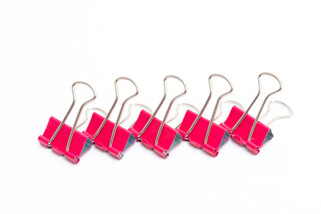 color binder clips isolated on white backgroundの写真素材