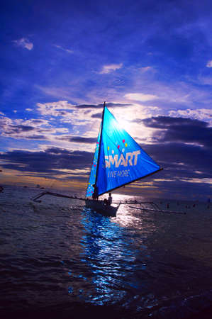 Yacht Sailing against sunset. Sailboat. Yachting. Sailing. Travel Concept. Vacationのeditorial素材