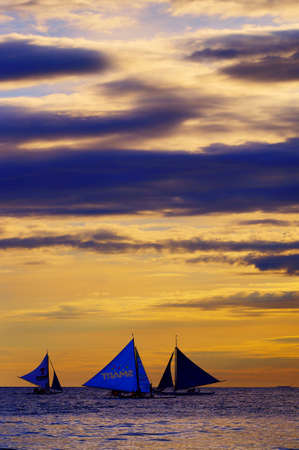 Yacht Sailing against sunset. Sailboat. Yachting. Sailing. Travel Concept. Vacationのeditorial素材