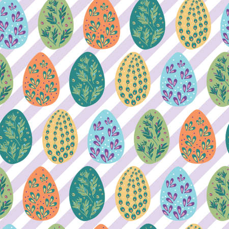 Colorful easter egg seamless pattern.のイラスト素材