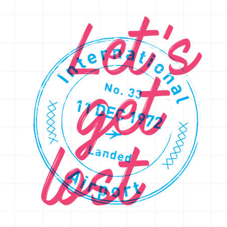 Lets get lost print vector in multiply effect. Edgy, pop, and flexible print vector. Playful and unique print with travel theme.のイラスト素材