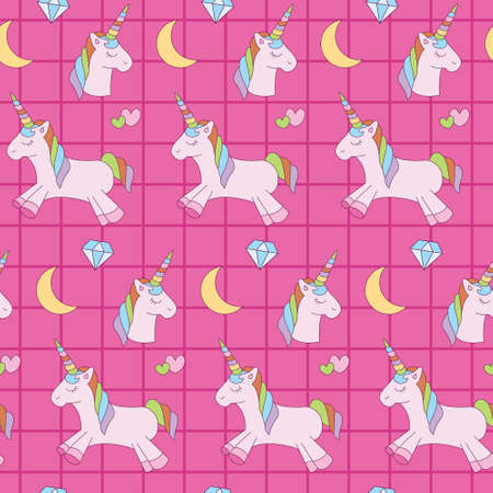 Unicorn pattern in contrast pink.のイラスト素材